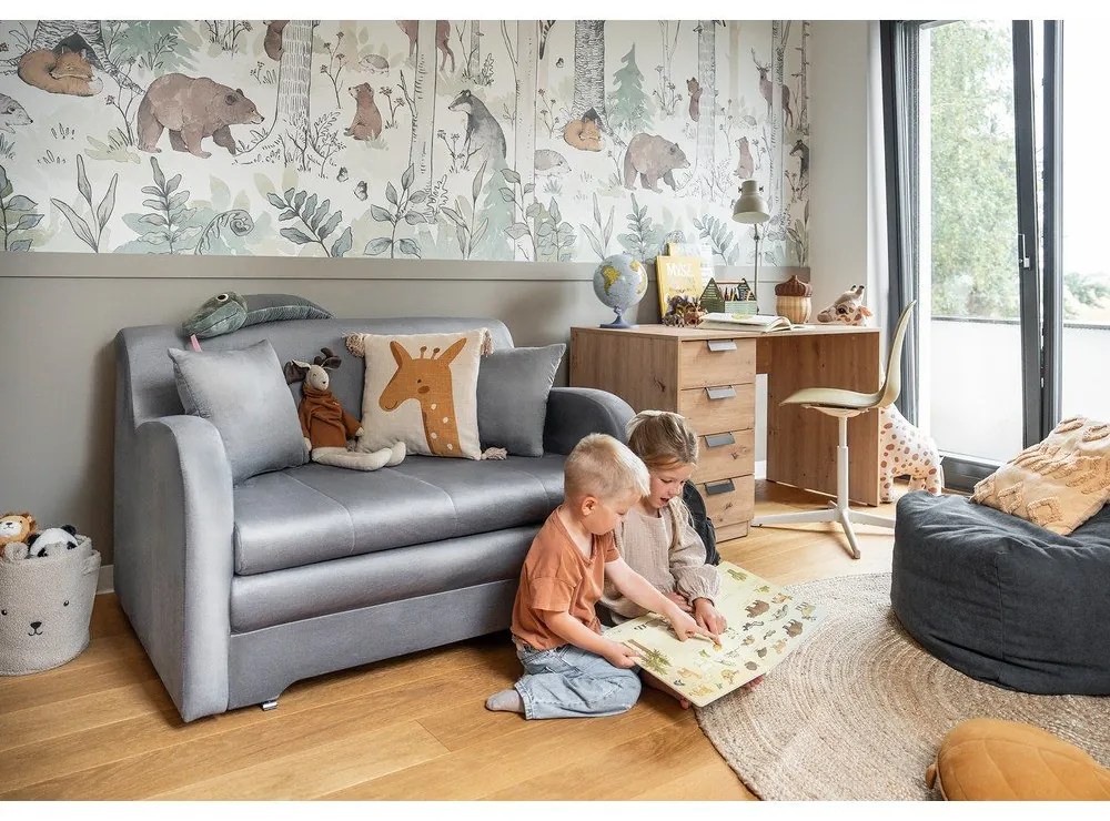 Светлосив кадифен разтегателен диван 130 cm Ario – ELTAP