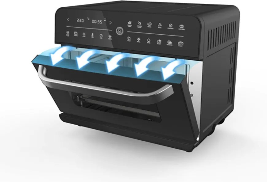 Мултифункционална фурна с горещ въздух ZEPHYR ZP 1441 V Deluxe ZEPHYR, 25 литра, 1800W, 12 функции, Таймер, Черен - Black