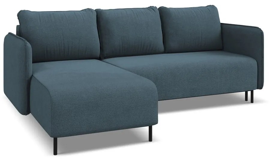 Син разтегателен ъглов диван с място за съхранение (ляв ъгъл) Luana – Makamii