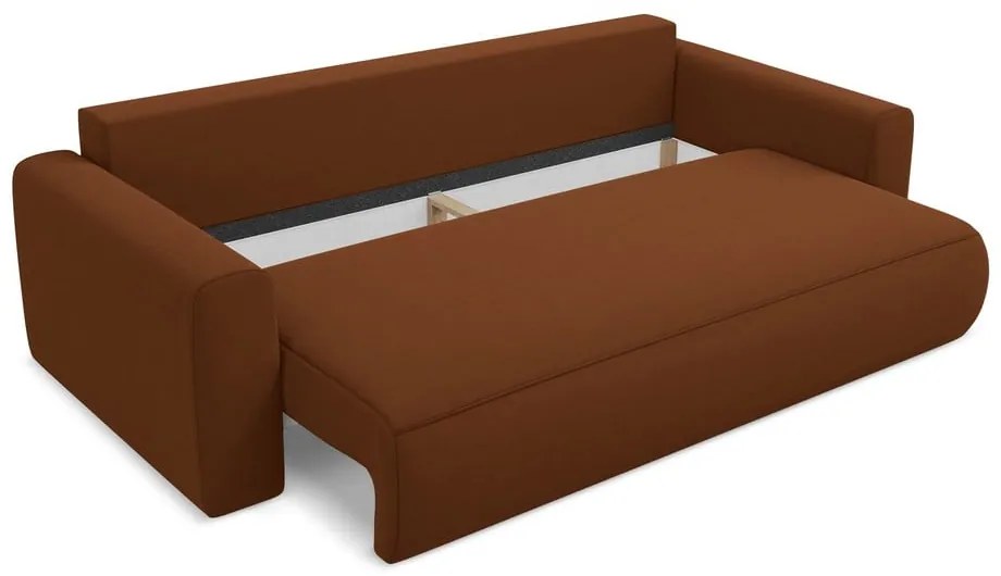 Теракотен кадифен разтегателен диван с място за съхранение 238 cm Kapua – Makamii