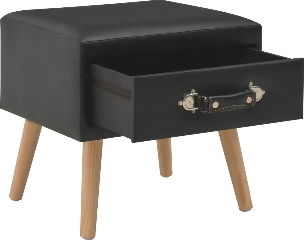247537 vidaXL Нощно шкафче, черно, 40x35x40 см, изкуствена кожа