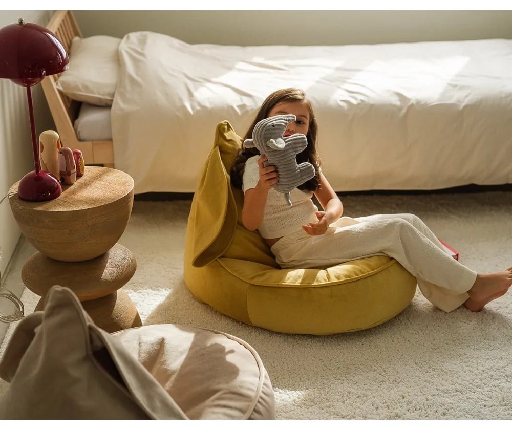 Жълт кадифен детски пуф Bunny – Wigiwama