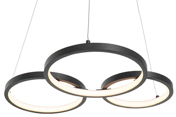 Висяща лампа черна с LED 3-степенна димируема 3-светлина - Rondas