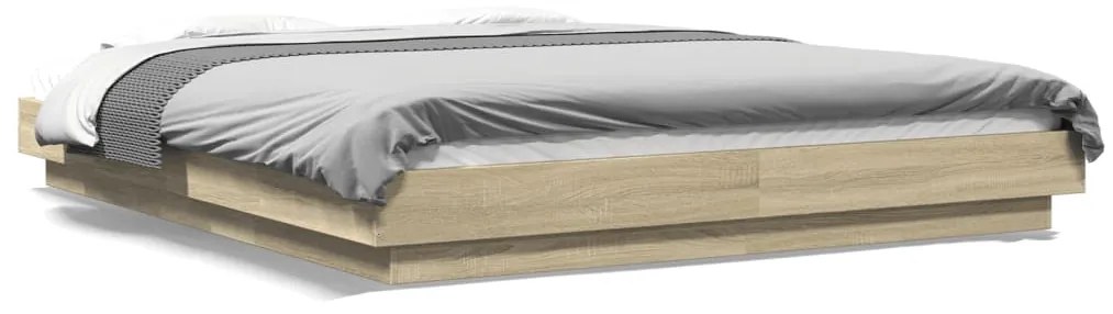 3281184 vidaXL Рамка за легло, дъб сонома, 150x200 см, масивно дърво