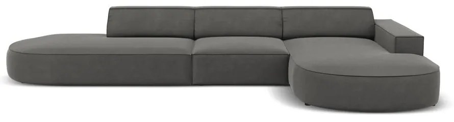 Ъглов диван от сиво кадифе (десен ъгъл) Jodie - Micadoni Home