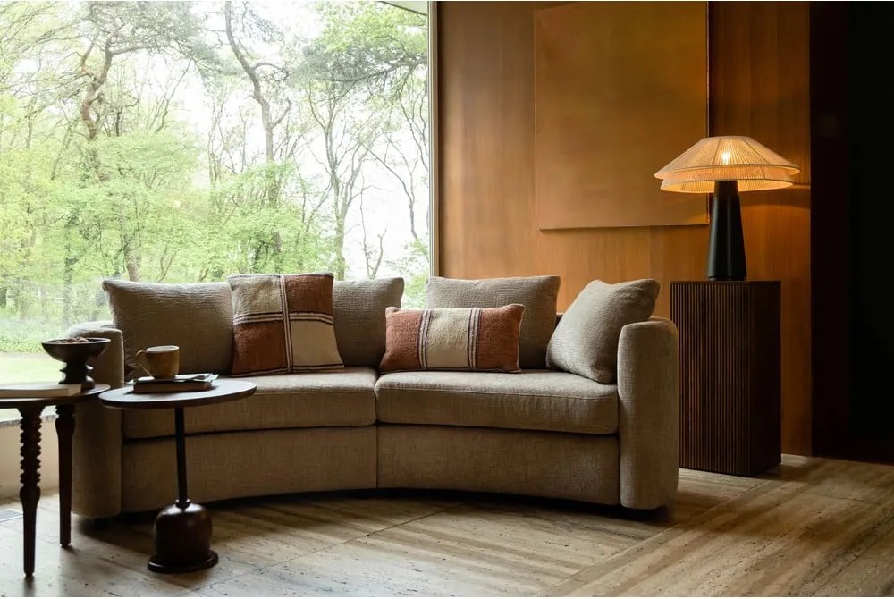 Черно-бяла настолна лампа с текстилен абажур (височина 62 cm) Elon – Dutchbone