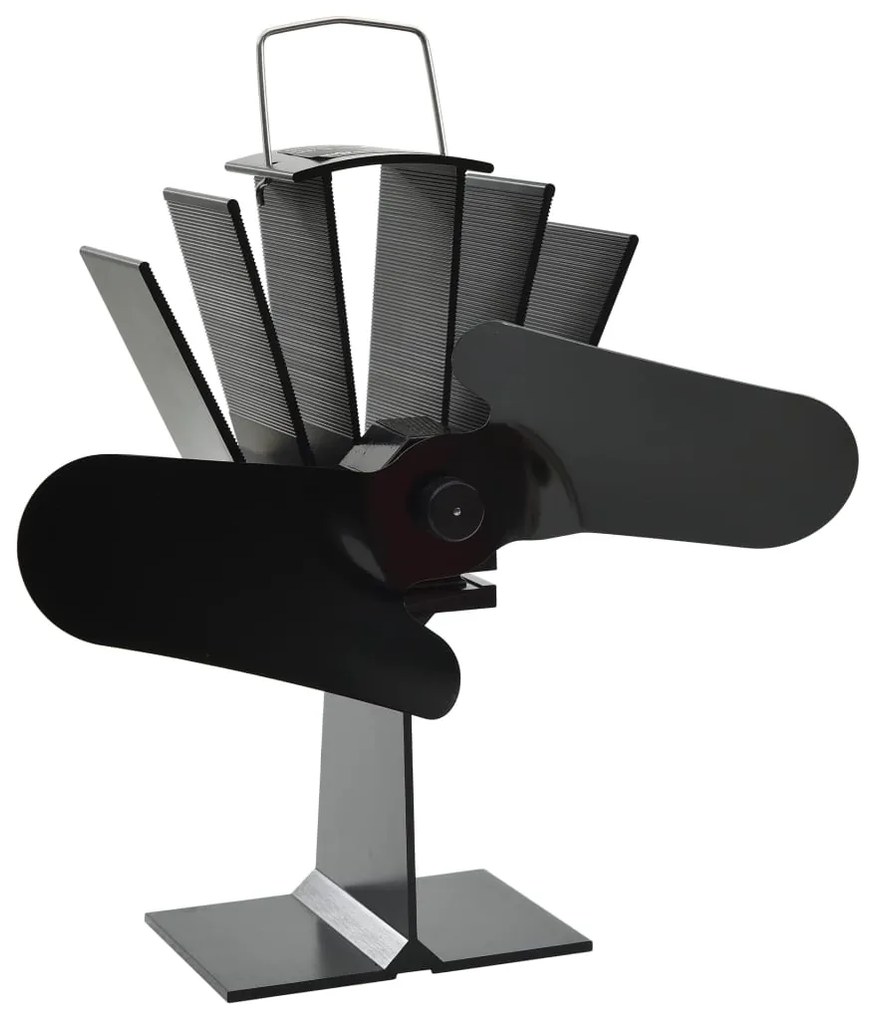 51239 vidaXL Вентилатор за печка за топъл въздух, 2 перки, черен