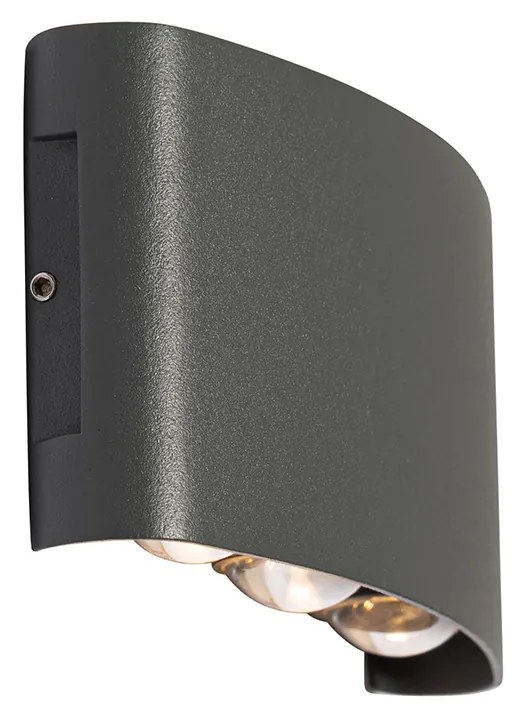 Външна стенна лампа тъмно сива с LED 6-светлина IP54 - Silly