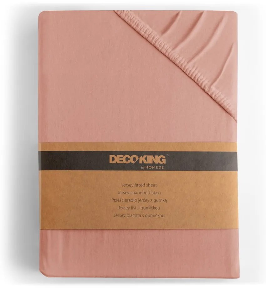 Еластичен чаршаф от джърси в прасковен цвят 240x220 cm Amber – Restilo