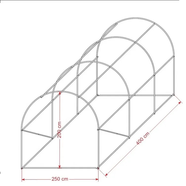 Оранжерия Tunnel Pro 4х2.5х2м с армиран найлон (10 кв.м.)