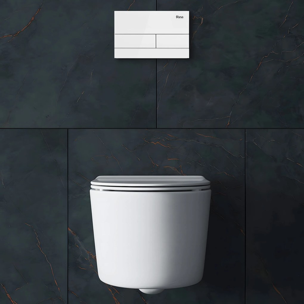 Бутон за тоалетна K011A-Q и Slim024N Rea T White Glass
