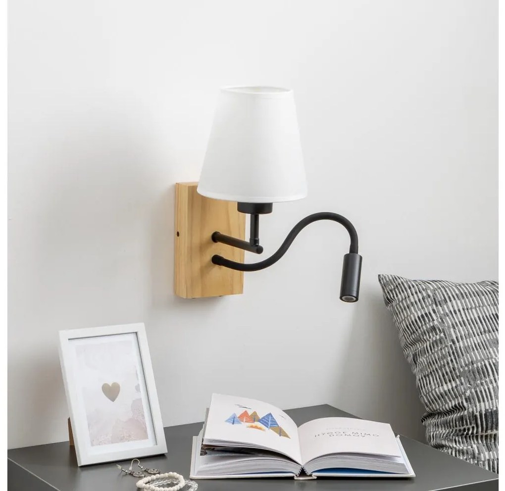 Brilagi - LED Аплик NUBILA WOOD 1xE27/25W/230V + LED/3W дъб/бял