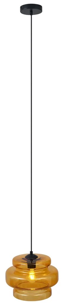 Ретро висяща лампа черна с оранжево стъкло - Denise