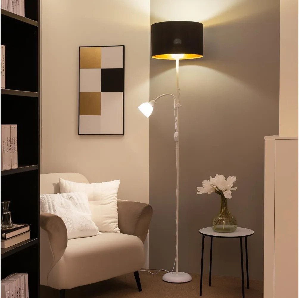 Brilagi - Подова лампа CERIA 1xE27/100W/230V + 1xE14/25W бяла/черна