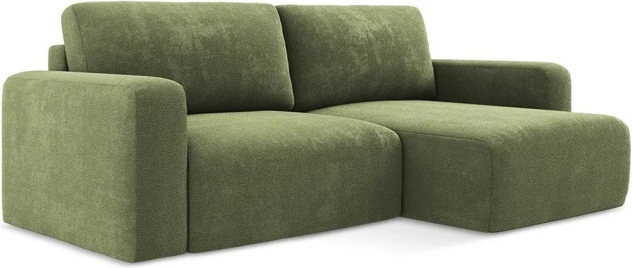 Зелен шенилов сгъваем/с място за съхранение ъглов диван (десен ъгъл) Kona – Makamii
