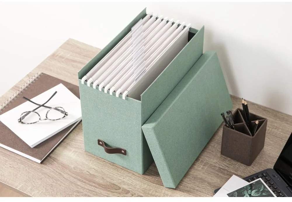 Зелен картонен органайзер за докумнети Johan Canvas Paper Laminate – Bigso