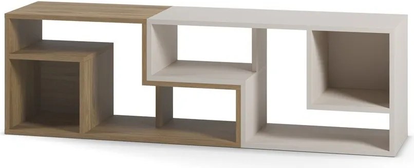 Бяла/в естествен цвят ъглова маса за телевизор от декор от дъб 145x45x35 cm Glina – Marckeric