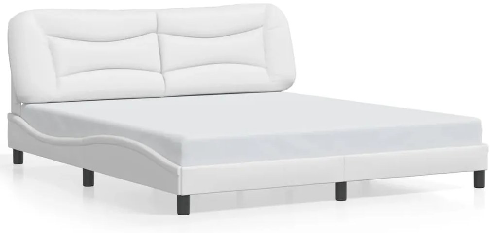 3208017 vidaXL Рамка за легло без матрак Hvar, бяла, 180x200 см, изкуствена кожа
