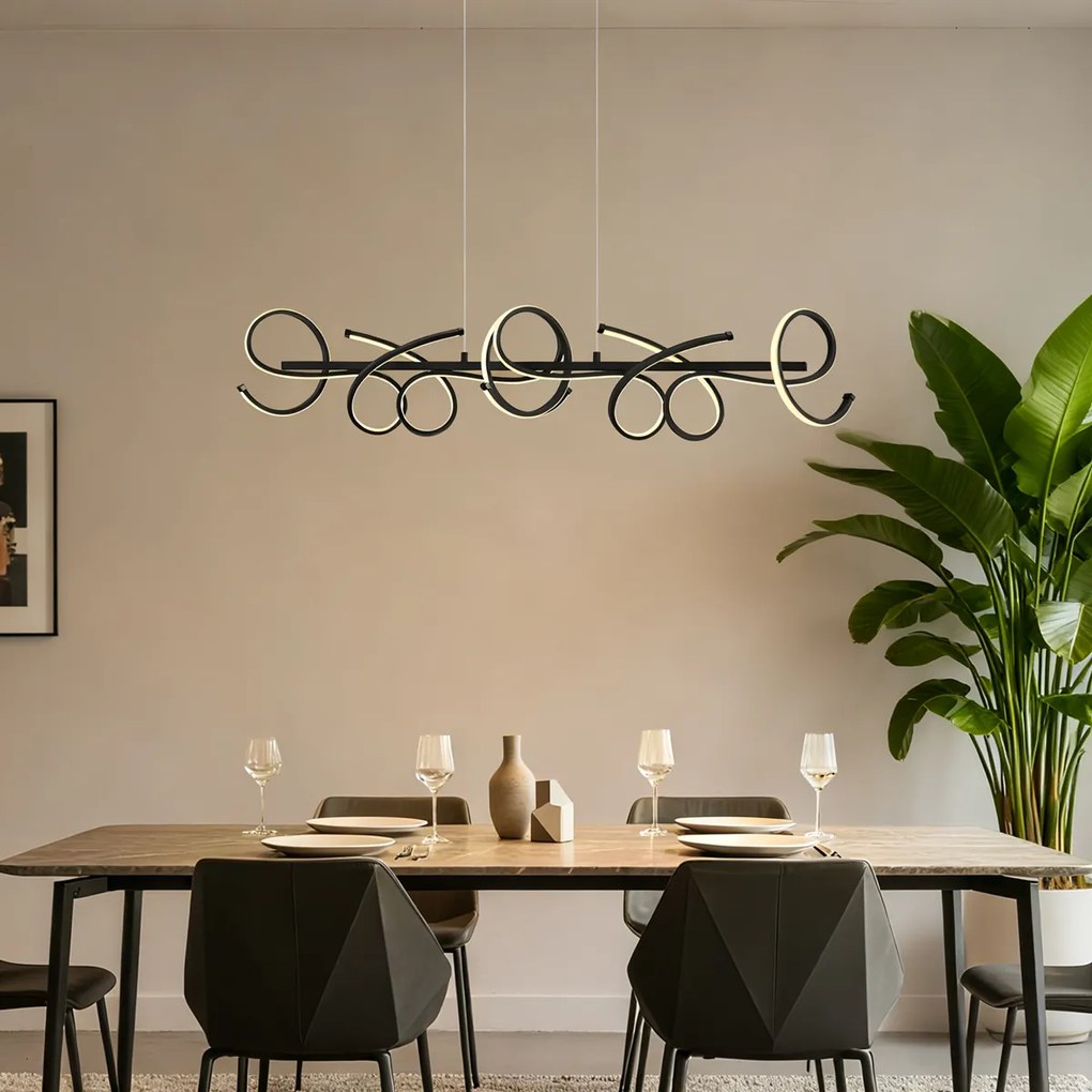 Дизайнерска висяща лампа черна правоъгълна с 3-степенно димиране - Krisscross