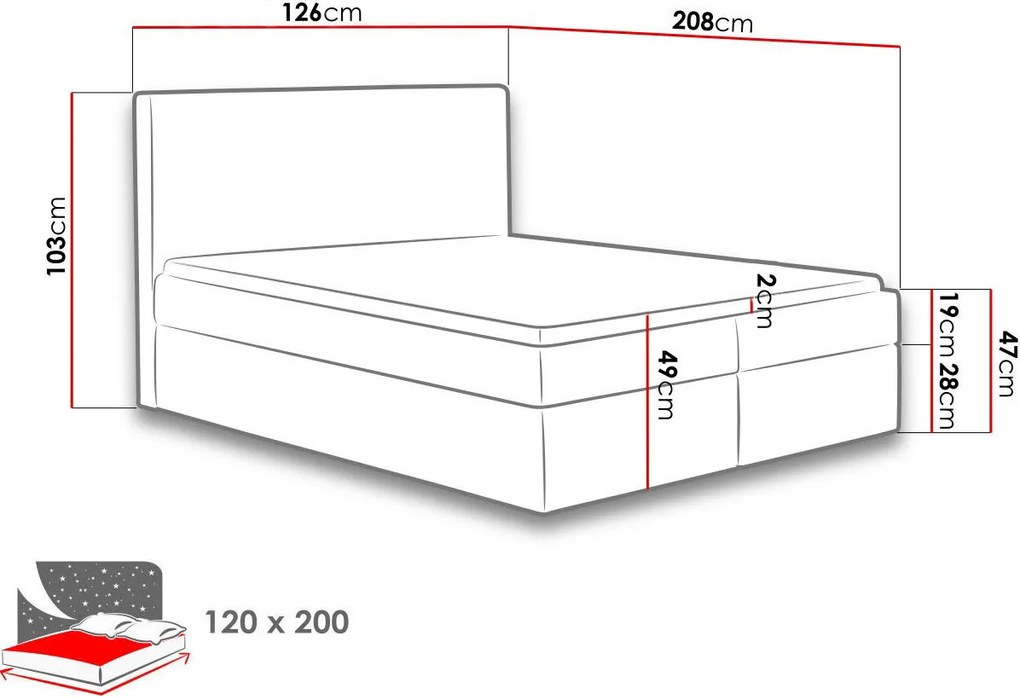 Тапицирано легло Cosmo-Prasino-120 x 200