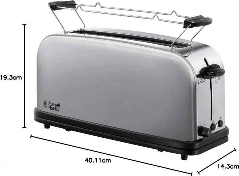 Тостер Russell Hobbs Adventure Oxford 21396-56, 1200W, 2 филии, 1 отвор, 6 нива на изпичане, Тава за трохи, Инокс