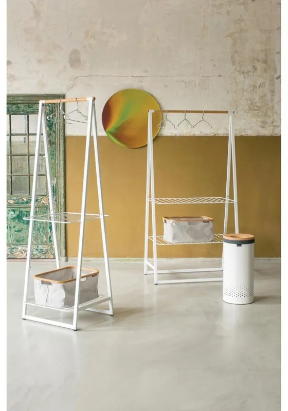 Кош за пране Brabantia 90300239, 35 л, Корков капак, Пълнене без отваряне, Вентилационни отвори, Бял