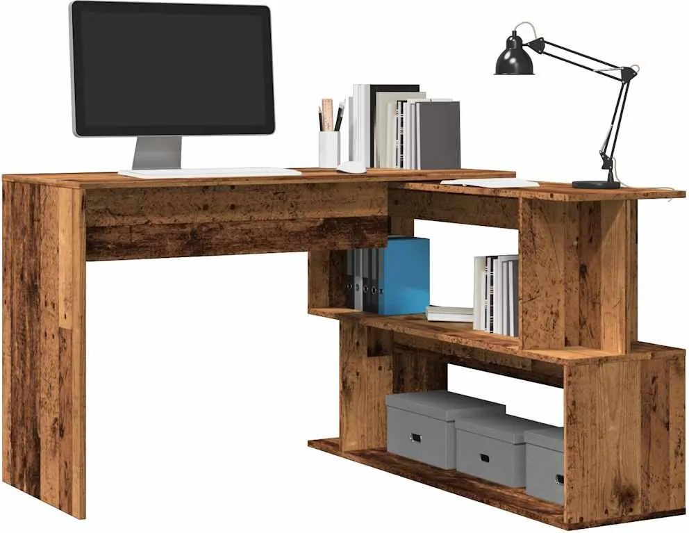 855956 vidaXL Ъглово бюро от старо дърво 200,5x50x76 cm Инженерна дървесина