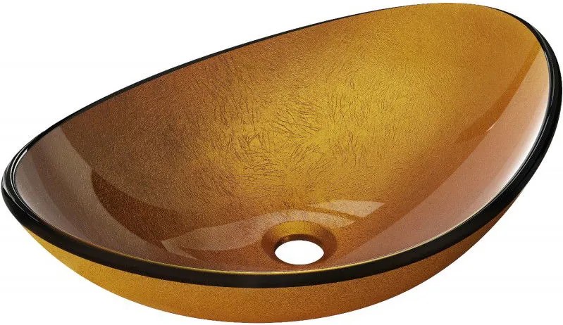 Mexen Sonia стъклена надплотна мивка 54 x 37 см, златна - 24145450