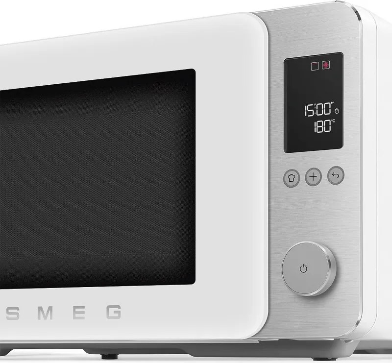 Комбинирана микровълнова фурна с горещ въздух SMEG Collezione MOC02WHMEU, 900W, 27 л, 25 програми, Плавно затваряне, Индивидуални настройки, Бял мат