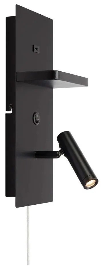 Markslöjd 109018 - LED настенно осветително тяло с полица и USB порт CARICA 4W/230V черно
