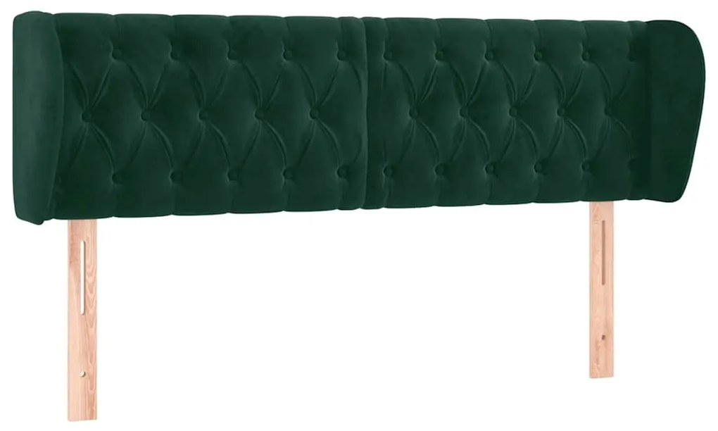 3117537 vidaXL Горна табла за легло с уши, тъмнозелена, 163x23x78/88см, кадифе