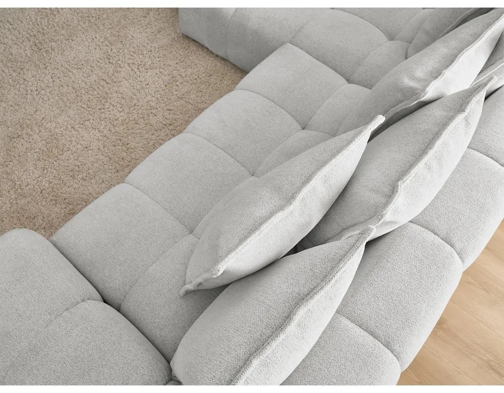 Светлосив шенилов сгъваем/с място за съхранение ъглов диван (ляв ъгъл) Everest – Bobochic Paris