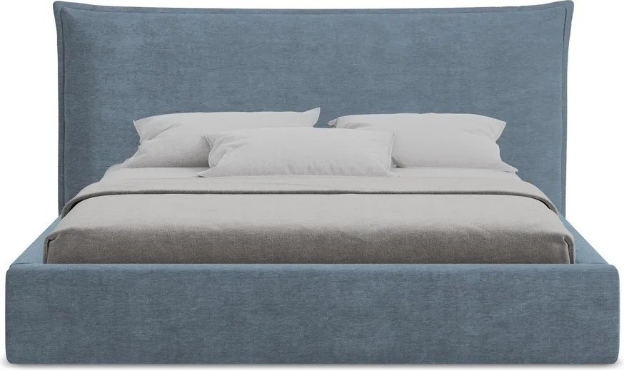 Синьо двойно легло 180x200 cm тапицирано с място за съхранение с включена подматрачна рамка Esala – Makamii