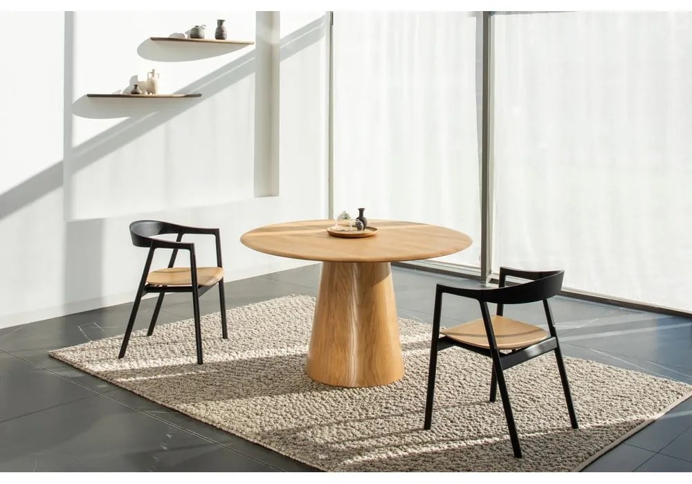 Кръгла трапезна маса от масивен дъб в естествен цвят ø 126 cm Mushroom – Gazzda