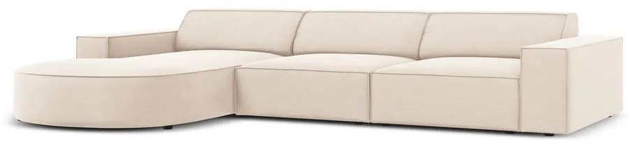 Ъглов диван от бежово кадифе (ляв ъгъл) Jodie - Micadoni Home