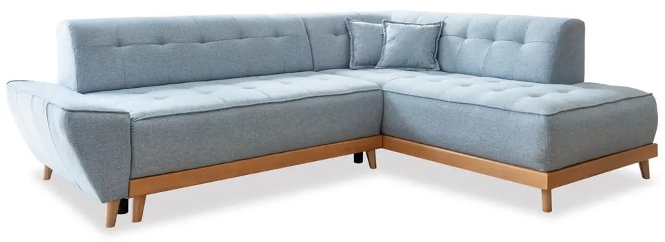 Светлосин ъглов разтегателен диван десен ъгъл Dazzling Daisy - Miuform