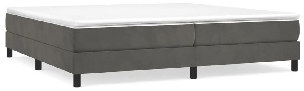 3120791 vidaXL Рамка за легло с пружини, тъмносива, 200x200 см, кадифе