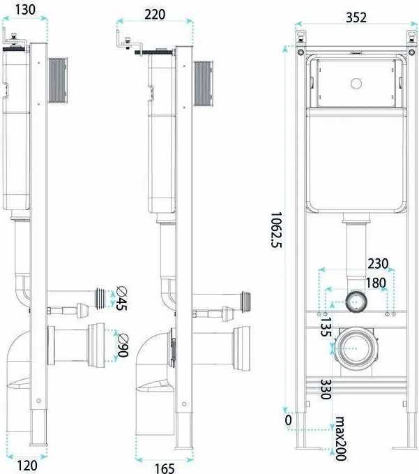 Комплект Структура за Вграждане за WC Slim 024N с Бутон HD Gold