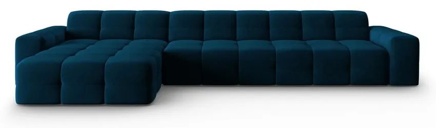 Тъмносин ъглов диван от кадифе (ляв ъгъл) Kendal - Micadoni Home