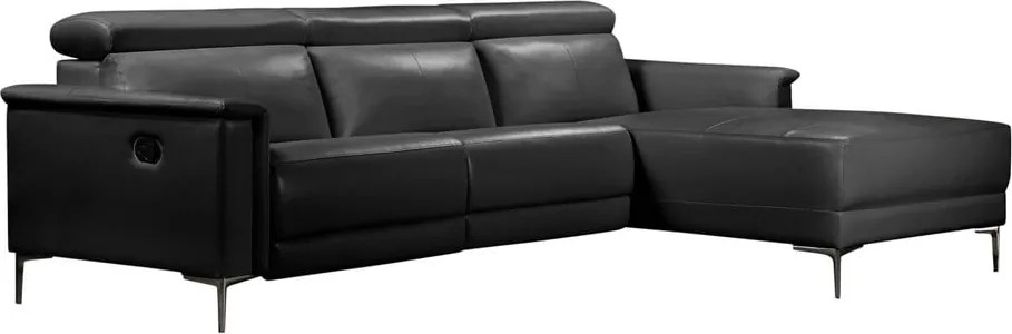 Черен ъглов диван от изкуствена кожа (десен ъгъл) Lund – Støraa