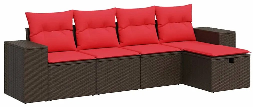 3325670 vidaXL Градински комплект с възглавници, 5 части, кафяв полиратан