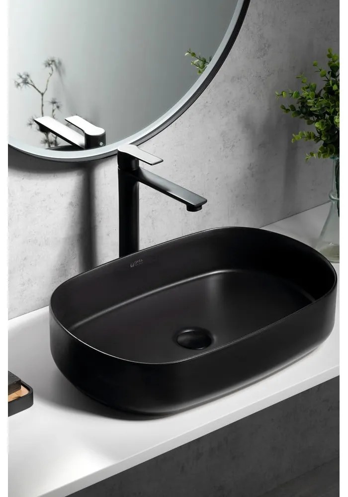 Матово-черна стояща батерия за мивка Pax – Sapho