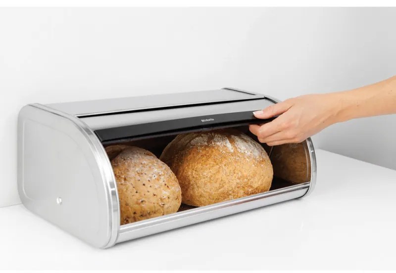 Кутия за хляб Brabantia Roll Top 646890, 16 л, 44.5х26 см, Лека и здрава конструкция, Инокс/Мат