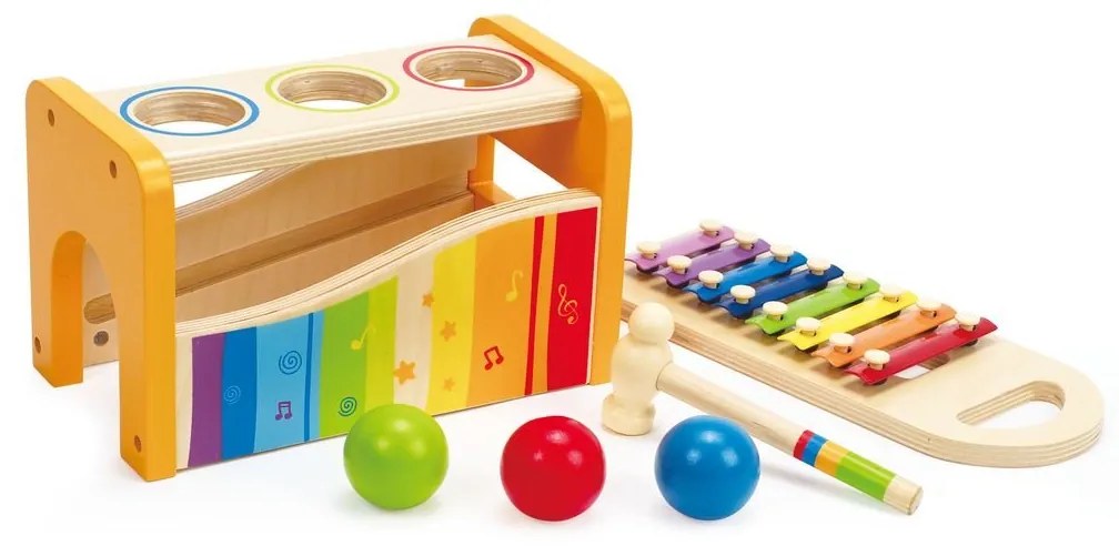 Hape - Комплект лира, ксилофон и разноцветни топки