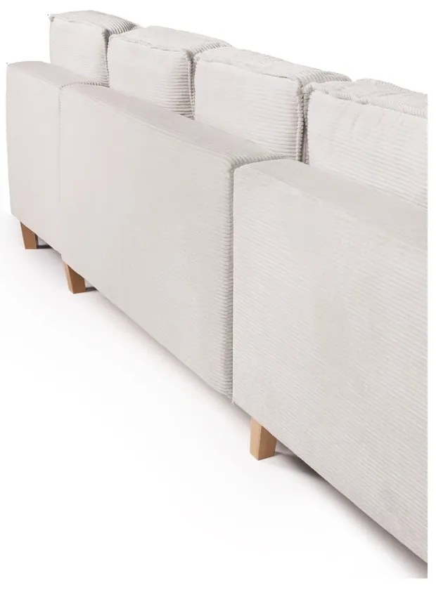 Бежов сгъваем ъглов диван от рипсено кадифе (ляв ъгъл/"U" форма) Tori – Bonami Selection