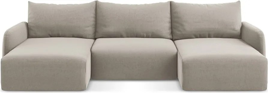 Кафяво-сив кадифен сгъваем/с място за съхранение ъглов диван (U форма) Kalena – Makamii