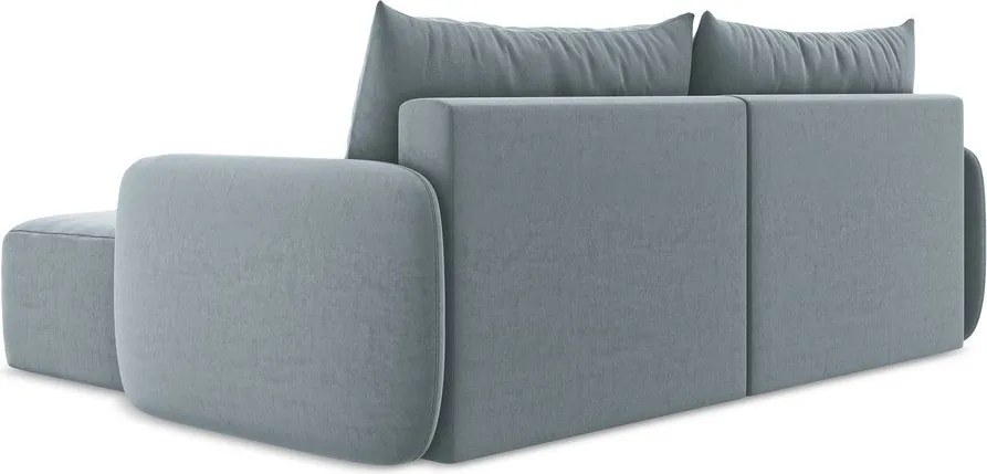 Син кадифен сгъваем/с място за съхранение ъглов диван (десен ъгъл) Kalena – Makamii