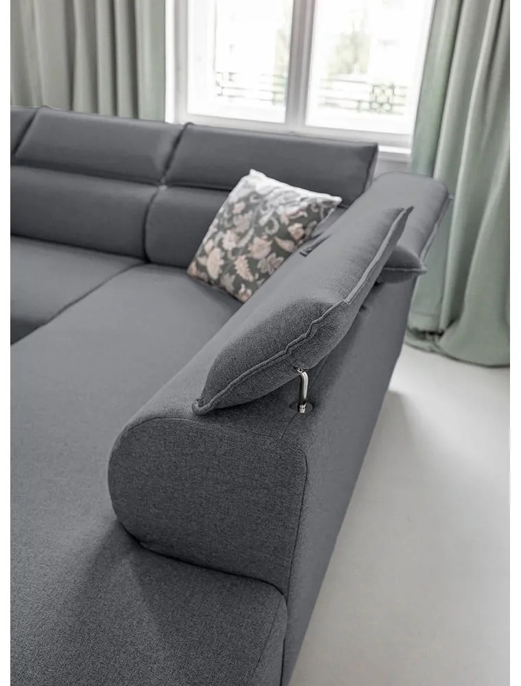 Тъмно сив ъглов разтегателен диван десен ъгъл Sweet Harmony - Miuform