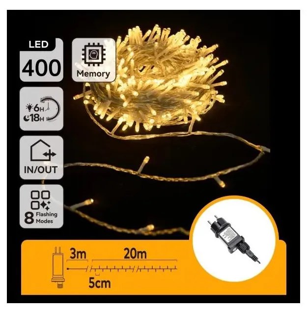 Aigostar - LED външна коледна гирлянда 400xLED/6W/230V 20m IP44 топла бяла