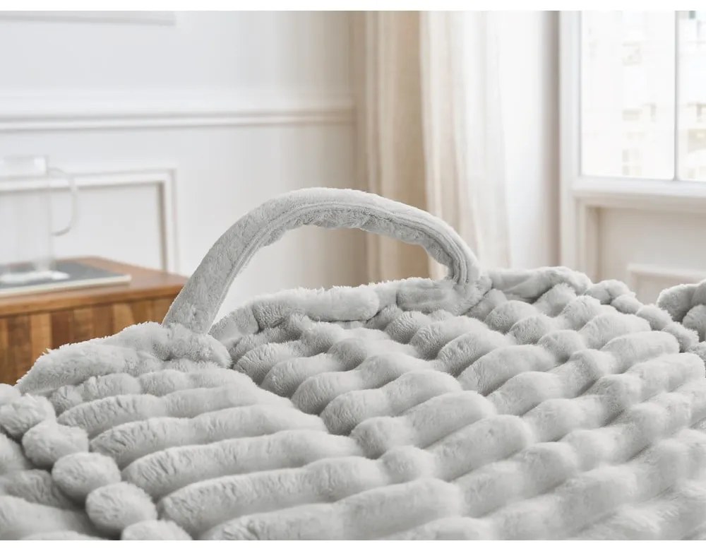 Светлосив пуф от рипсено кадифе Socrate – Bobochic Paris